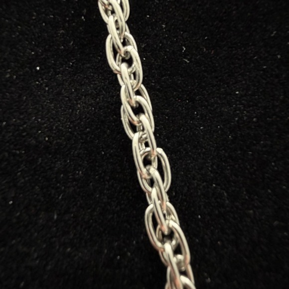 Silver Tone Pendant Necklace Teardrop Shape Modern Textured 24 in - Picture 2 of 10